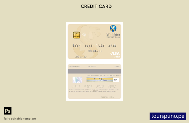 lista para imprimir plantilla de tarjeta de débito visa Shinhan Financial Group 